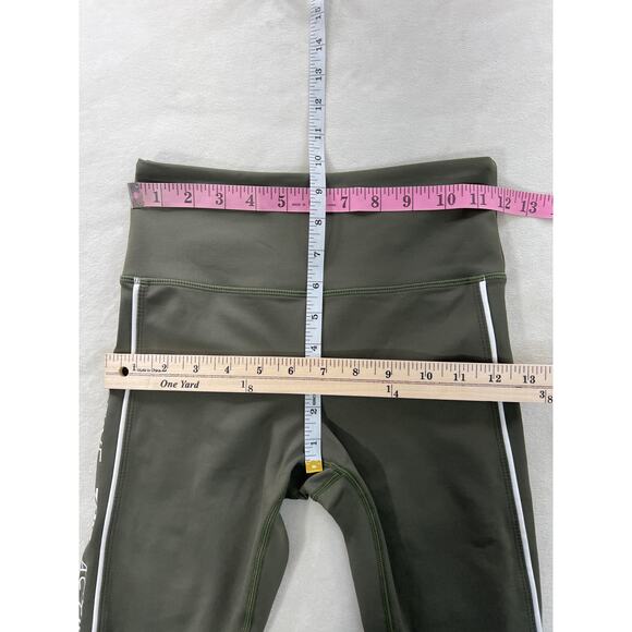 Zyia Active Olive Green Logo Spell Stripe Light N Tight Capri Leggings High Rise - Picture 7 of 9